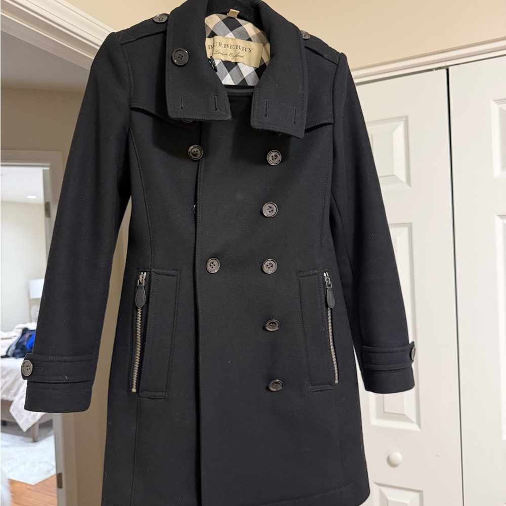 Burberry Black Coat with Check Lining
